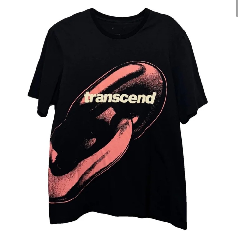 OAMC Black Tee with Bold Pink and Yellow Graphic